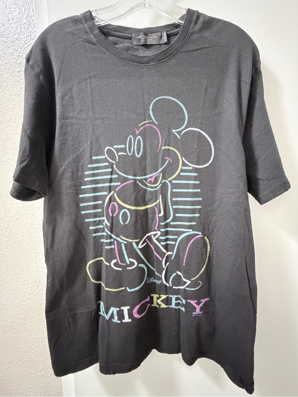 Junk Food Clothing Black Mickey Neon Outline Tee